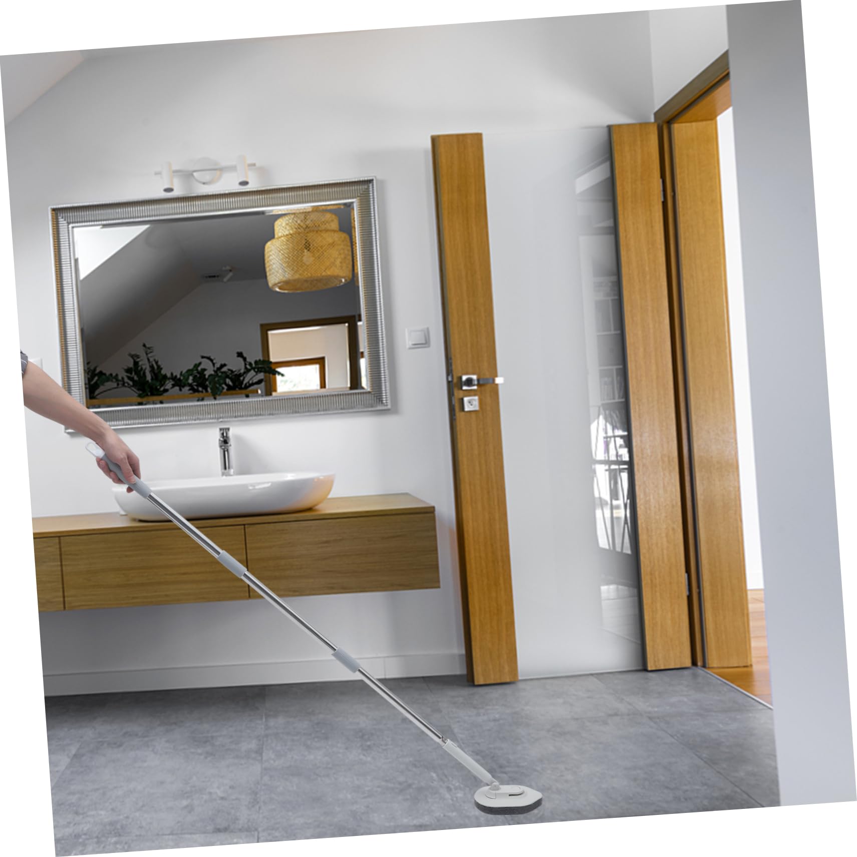 Cepillo para Fregar el Suelo del Baño, 1 Juego, Blanco | Pp, Pet y Acero Inoxidable, Apto para Azulejos de Baño y Ducha, Uso en Baños y Cocinas