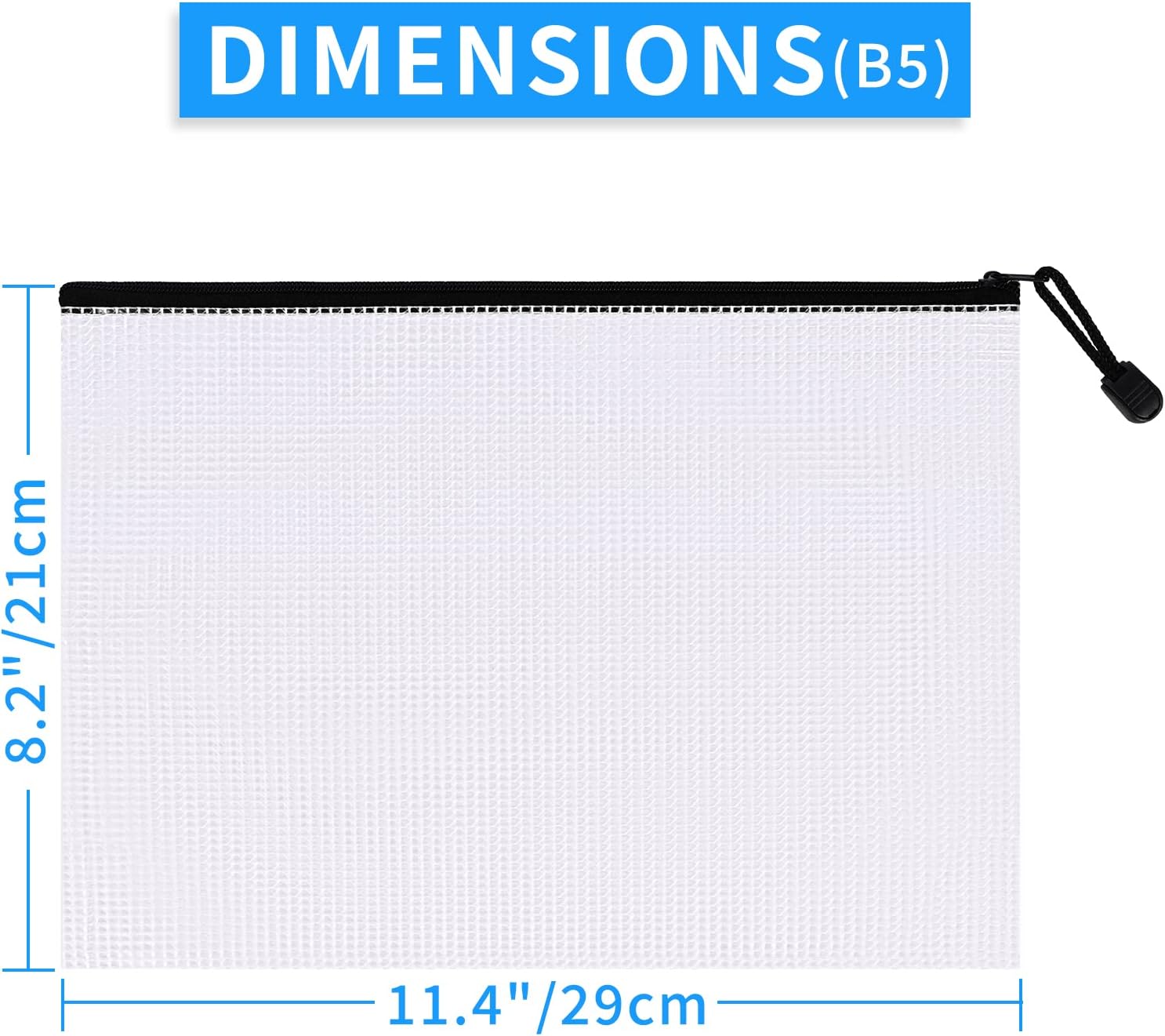 12Pcs B5 Mesh Zipper Bag, 11.4″x 8.2″ PVC Mesh Zipper Pouch,Waterproof