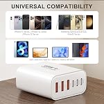 USB C Bloc de chargeur mural rapide, 2-Pack 65W 6-Port USBC Chargeur mural charge rapide PD Adaptateur d'alimentation + connecteur mural QC Multiport Type C Chargeurs de briques pour 17 16 15 14 13Pro Max,Samsung