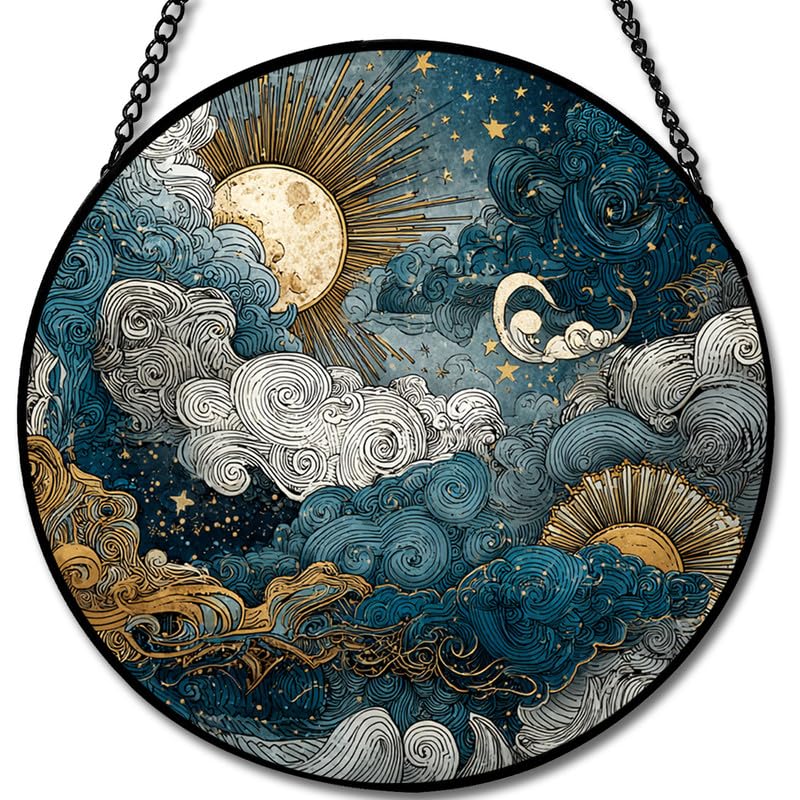 Himmlischer Himmel, Buntglas-Fensteraufhängung, Sonnenfänger, Innenfenster, Buntglasscheiben, Wanddekoration für Mutter, Ehefrau, Liebhaber, 30 cm