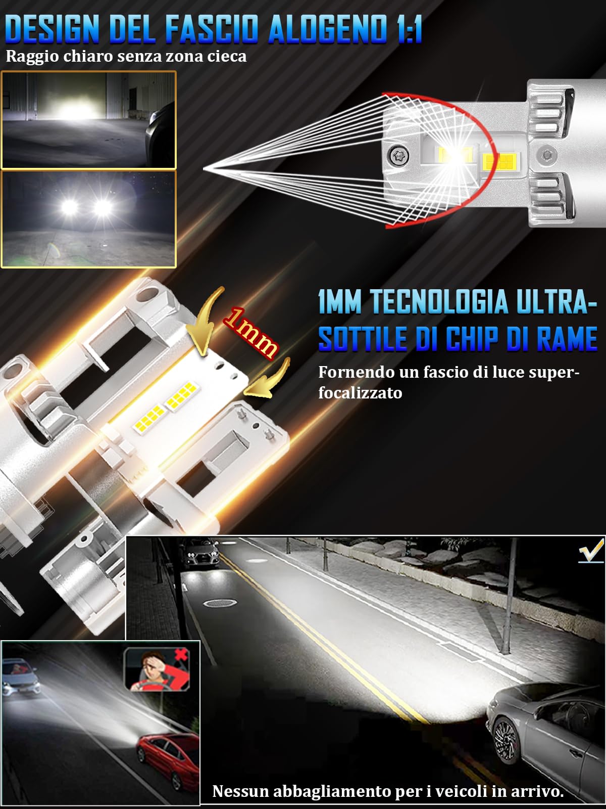 XELORD Lampadina H4 LED 70W 16000LM,600% Più Luminoso delle Alogene,6500K Bianco Freddo,Plug and Play,Confezione da 2