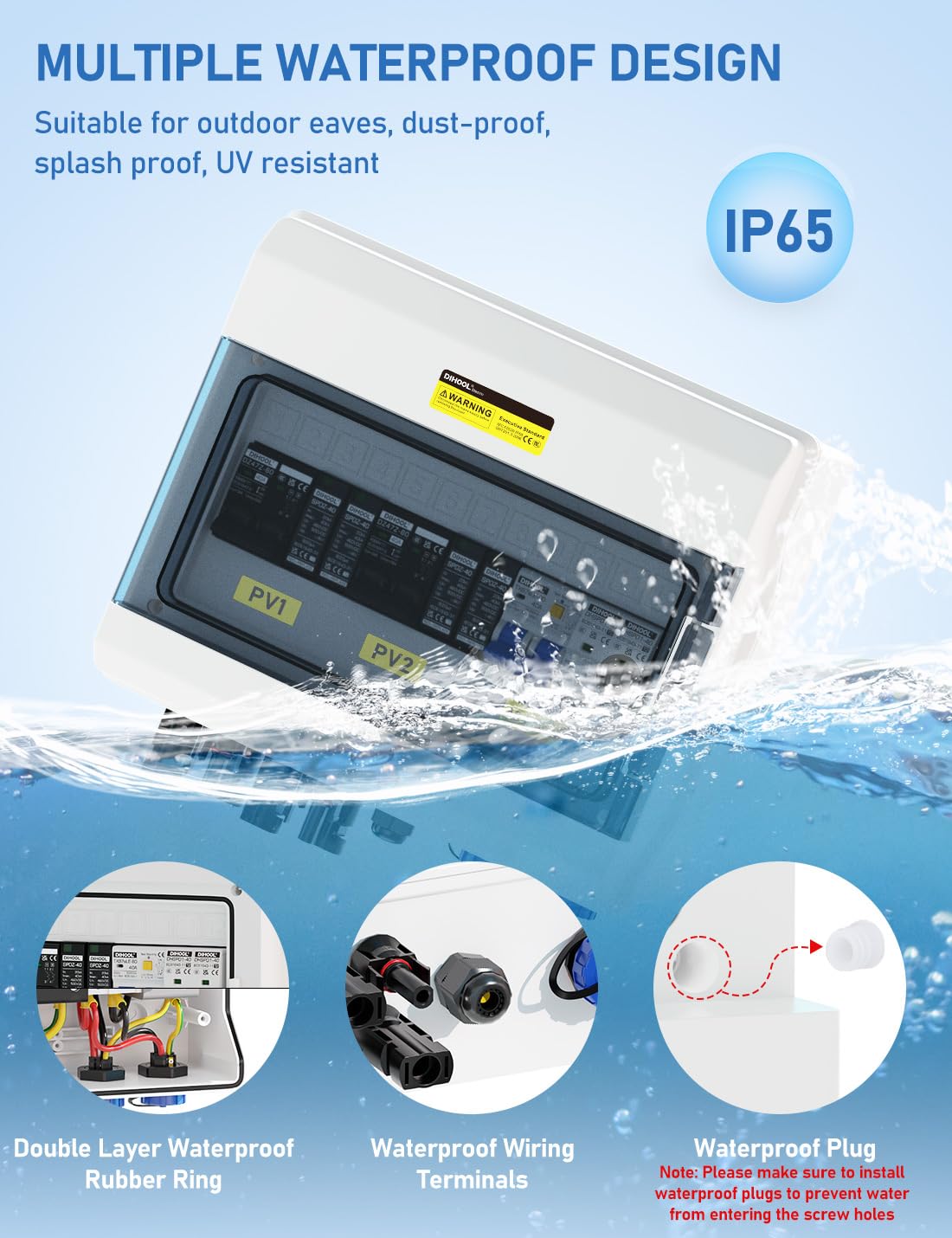 Boîte De Protection Solaire Photovoltaïque Avec Disjoncteur DC Et Parafoudre | 2 Chaînes 1000V 25A | IP65 étanche