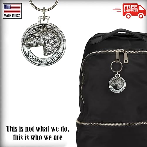 Miniatura 6 de Llavero de perro hecho a mano en anillo, 100 razas diferentes, peltre antiguo, fabricado en Estados Unidos