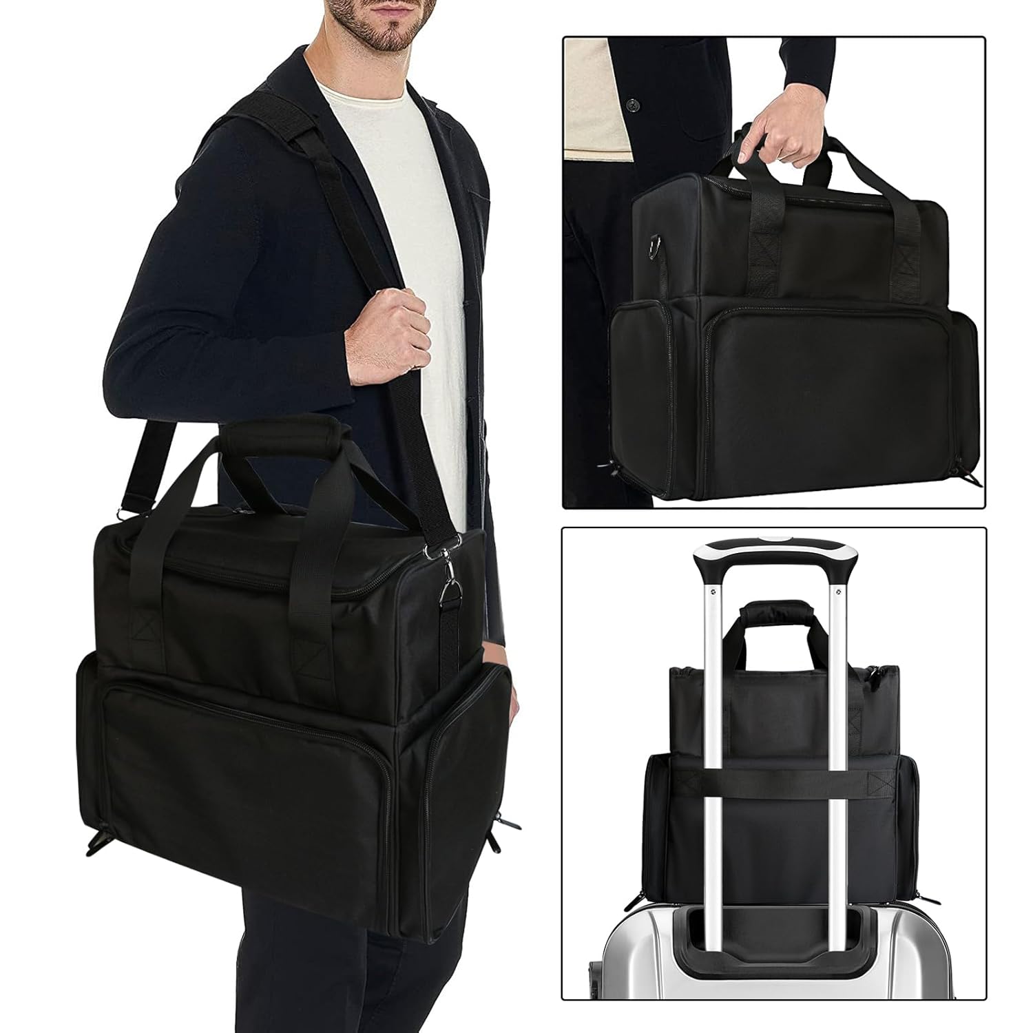 Tattoo Travel Case-2 Inner Pouches Large Tattoo Bag With Adjustable Compartments, Hair Bag Cosmetic Bag,Tattoo Supply And Equipment Fits Ipad, Needles, Inks &Tattoo Stencil Printer-Purple