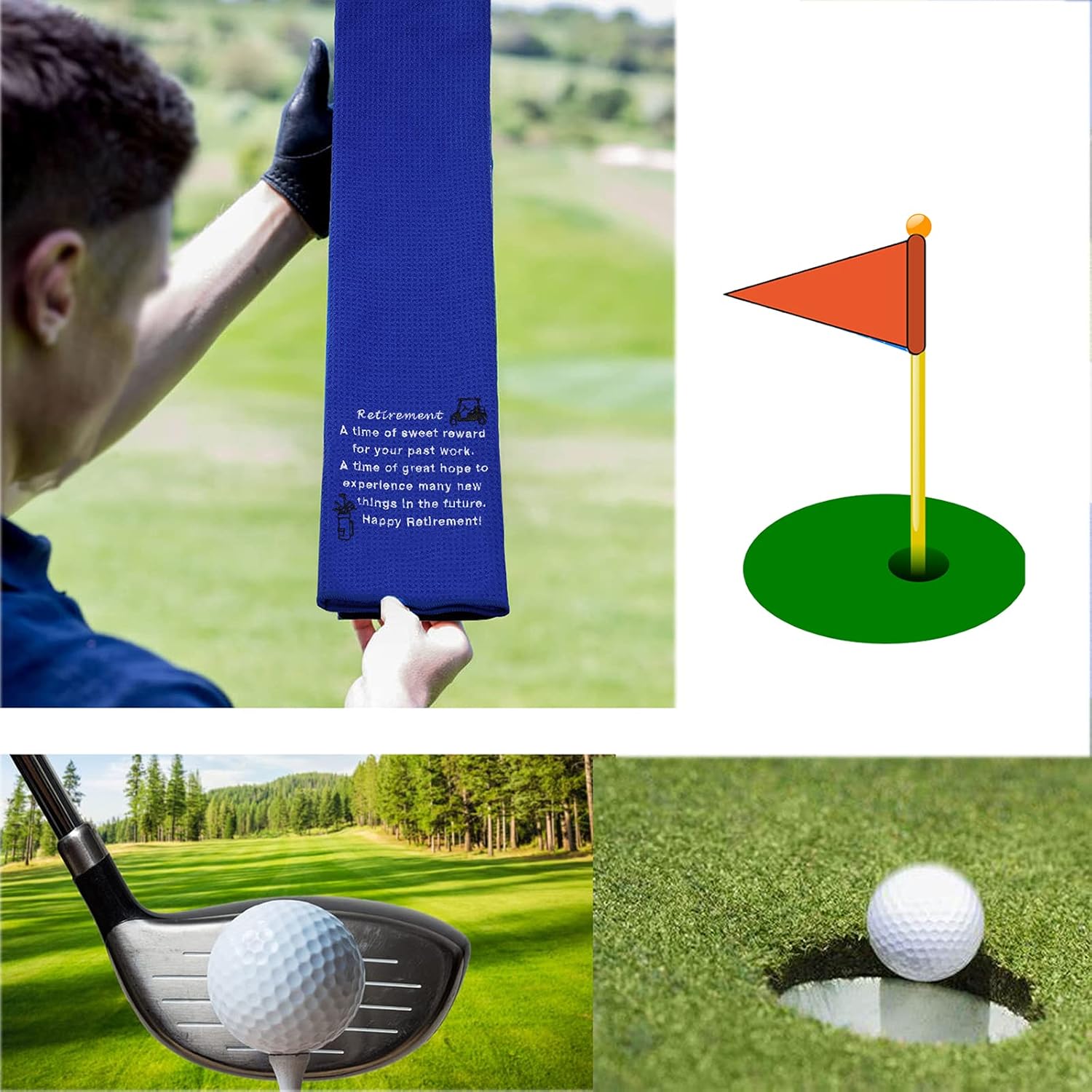 review PXTIDY Retirement Golf Towel Happy Retirement Golfing Embroidered Golf Towel with Clip Retired Gifts for Golfer Coworker, Boss, Friend (Blue)