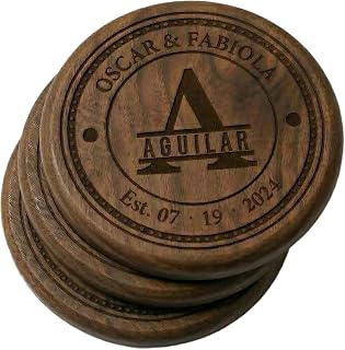 1-Piece Personalized Coasters Bundle Natural Wood Handmade, Wedding Gifts, Personalized Custom Engraving Coasters for Drinks Engraved Wood, Handmade Coasters