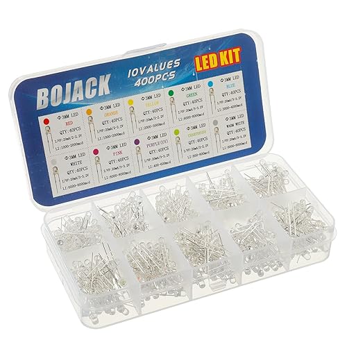 Miniatura 2 de BOJACK 10 colores 400 piezas de 0118in LED diodo luces surtidas Kit Pack Transparente DC 2V - 32V 20mA Iluminación brillante bombilla Lámparas