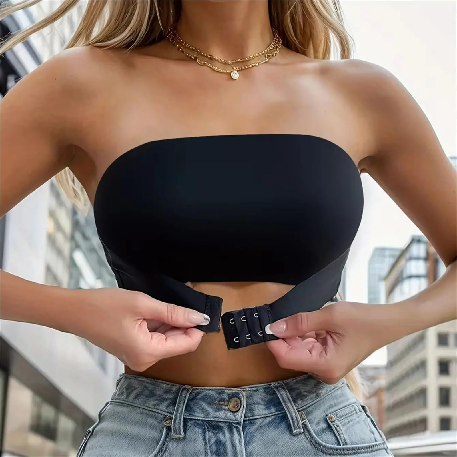 Reggiseno senza spalline senza cuciture senza cuciture reggiseno sfoderato chiusura frontale reggiseno quotidiano reggiseno a fascia non imbottito reggiseno a tubo senza spalline Top Plus Size