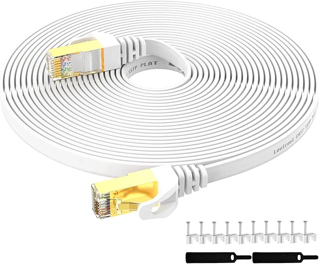 Lovicool 10m Ethernet Cable, CAT 7 Ethernet Patch Cable Shielded High Speed Internet Cable for Switch Router Xbox Home Office Network Compatible Cat5e/Cat6a/Cat6 (Clips Free)