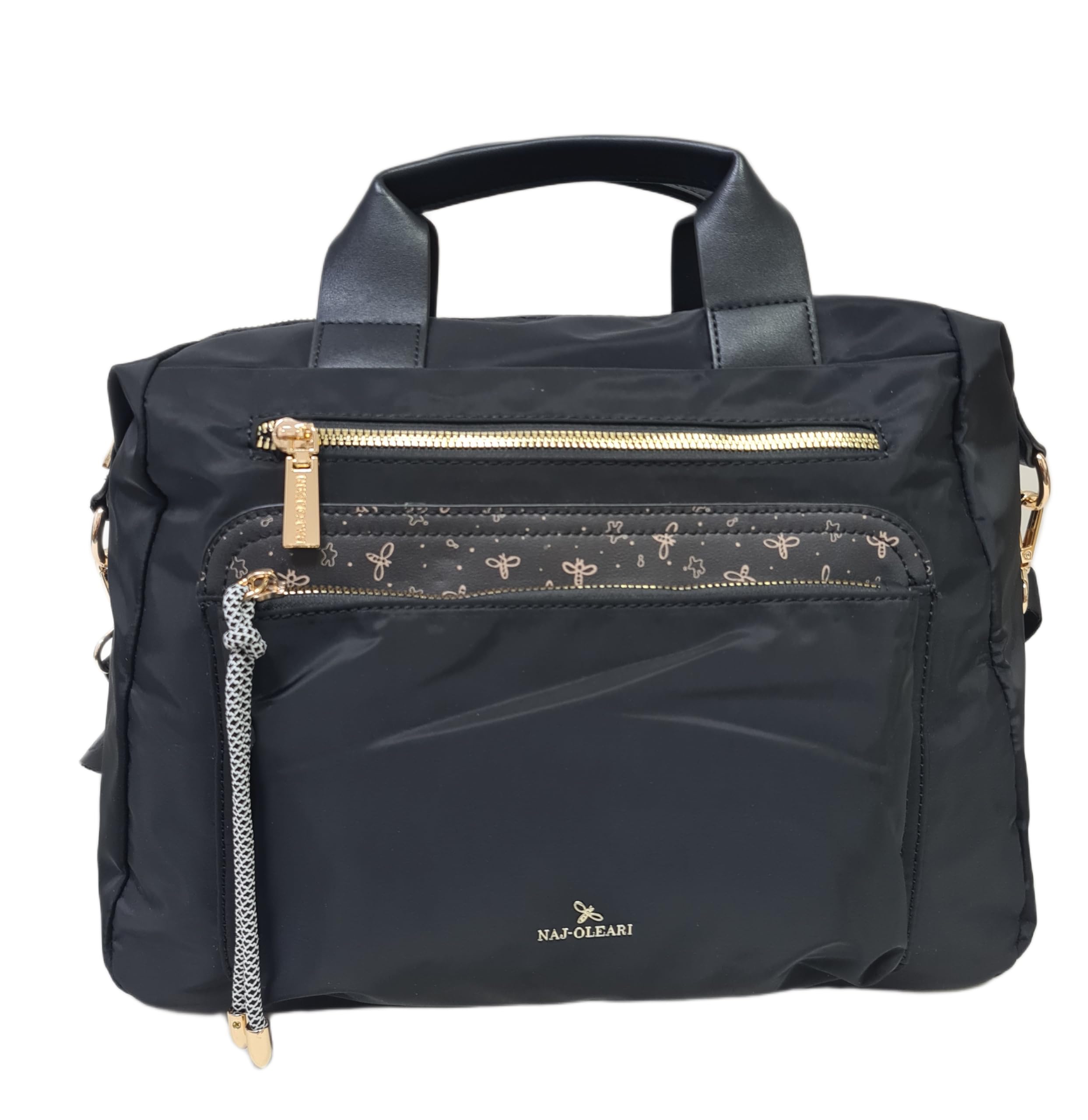 NAJ-OLEARI Borsa Donna In Nylon Cartella Multitasche Portadocumenti Multiuso ART. 61834 Prodotto Realizzato con 100% Nylon Riciclato (NERO)