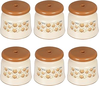 Kuber Industries (Pack of 6) Bath Stool | Bathing Stools for Bathroom | Plastic Stool for Home Use | Sitting Stool for Kitchen | Flower Printed | Cream