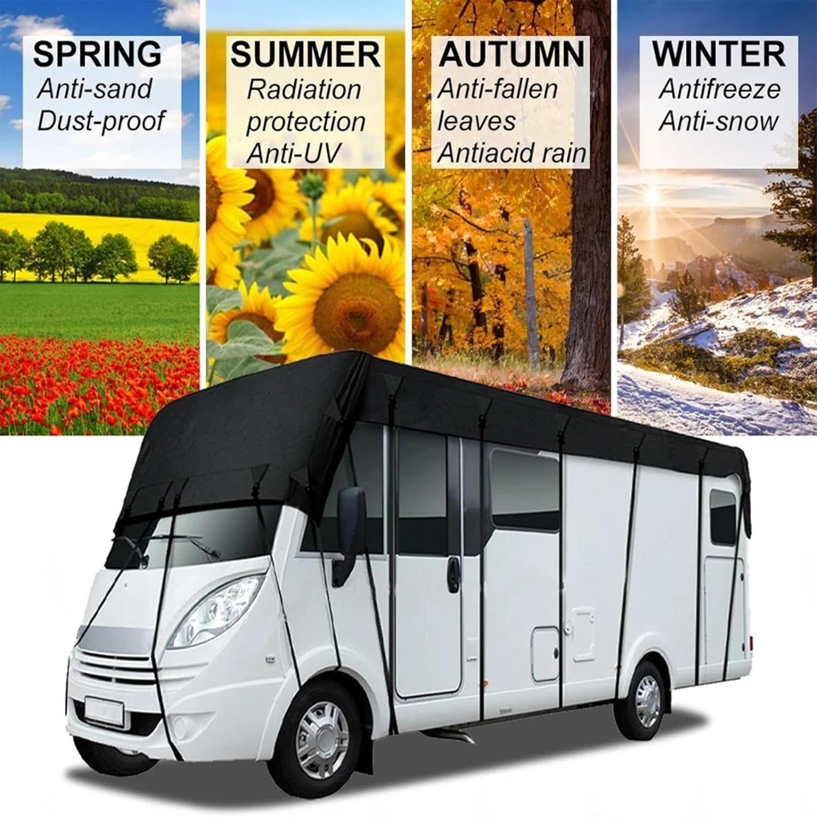 Funda Caravana Tela Oxford 210D Funda Caravana A Prueba De Viento, Lluvia Y Nieve Cubierta del Remolque Funda Autocaravana,6.5m×3m