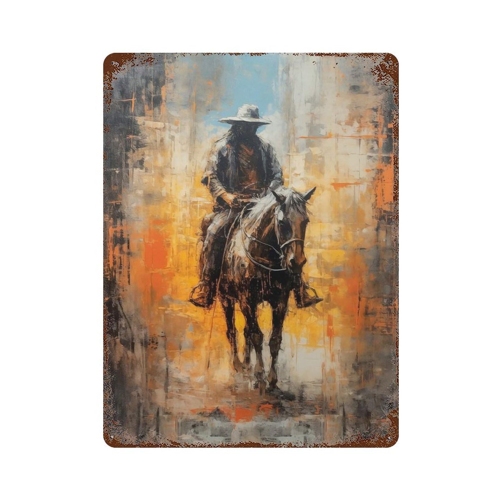Lone Cowboy Retro Metal Sign 15.7"x11.8", for Garage, Bar And Workshop Decor, Shabby Chic Decor