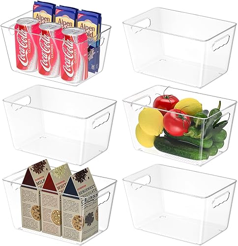 Miniatura 9 de BALEINE Organizadores de despensa y contenedores de almacenamiento, contenedores de almacenamiento de plástico transparente con 3 divisores