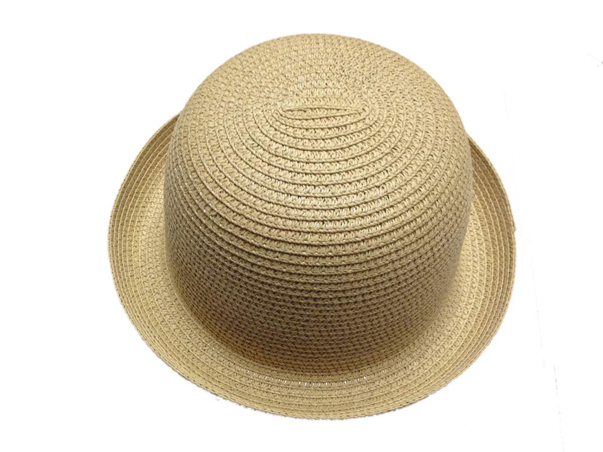 ACVIP Womens Summer Roll-Up Brim Straw Bowler Hats Cloche Sun Cap Headwear (Wheat)
