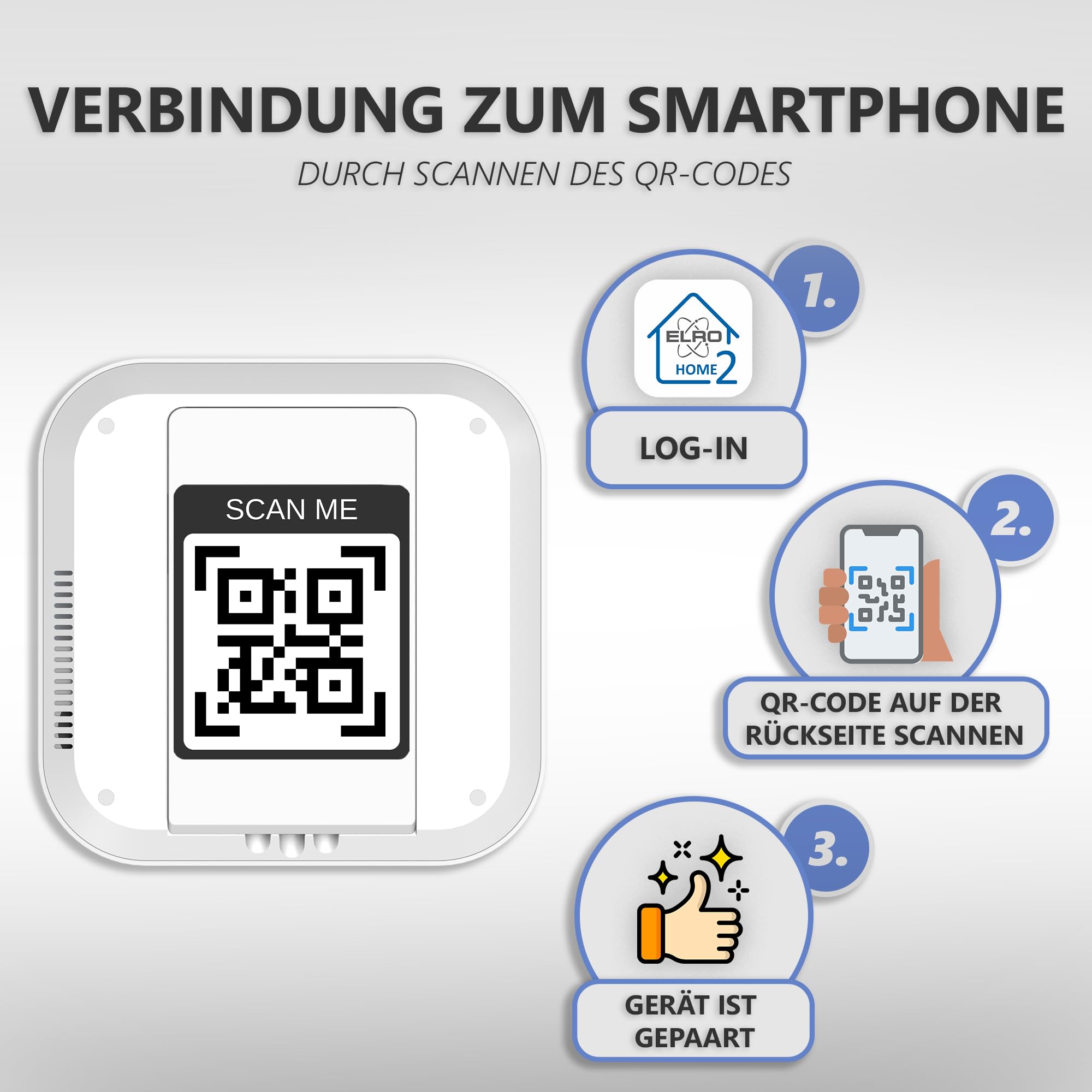 ELRO AS98S Home2 Intelligentes Drahtloses Alarmsystem – WLAN – GSM-Funktion – Testsieger – Mit Basisstation, Bedienfeld, Bewegungsmelder, 3 Tür-/Fensterkontakten und Fernbedienung