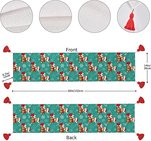 Vista 32 de Christmas Table Runner 60 Inches Long Fall Table Runner for Dining Table Christmas Decorations Coffe Table Runner with Tassels Kitchen & Table