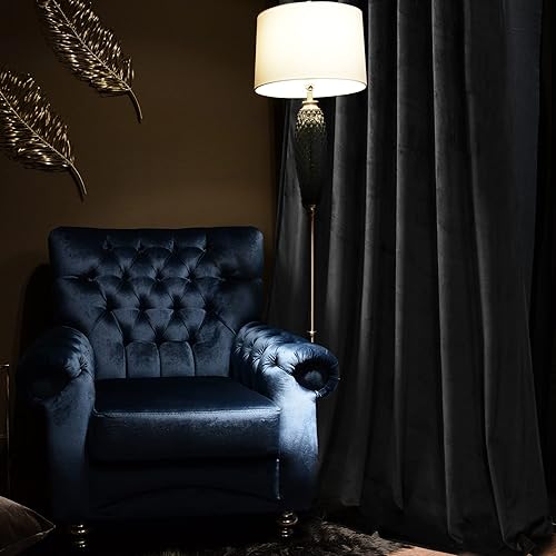 Miniatura 5 de Deconovo Cortinas de terciopelo extralargas 100% opacas con forro negro, elegante decoración del hogar, cortinas de terciopelo con aislamiento