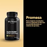 Ultrax Labs Hair Rush DHT Bloqueador de caída de cabello Maxx Crecimiento de cabello, Suplemento con keratina y nutrientes solubilizados