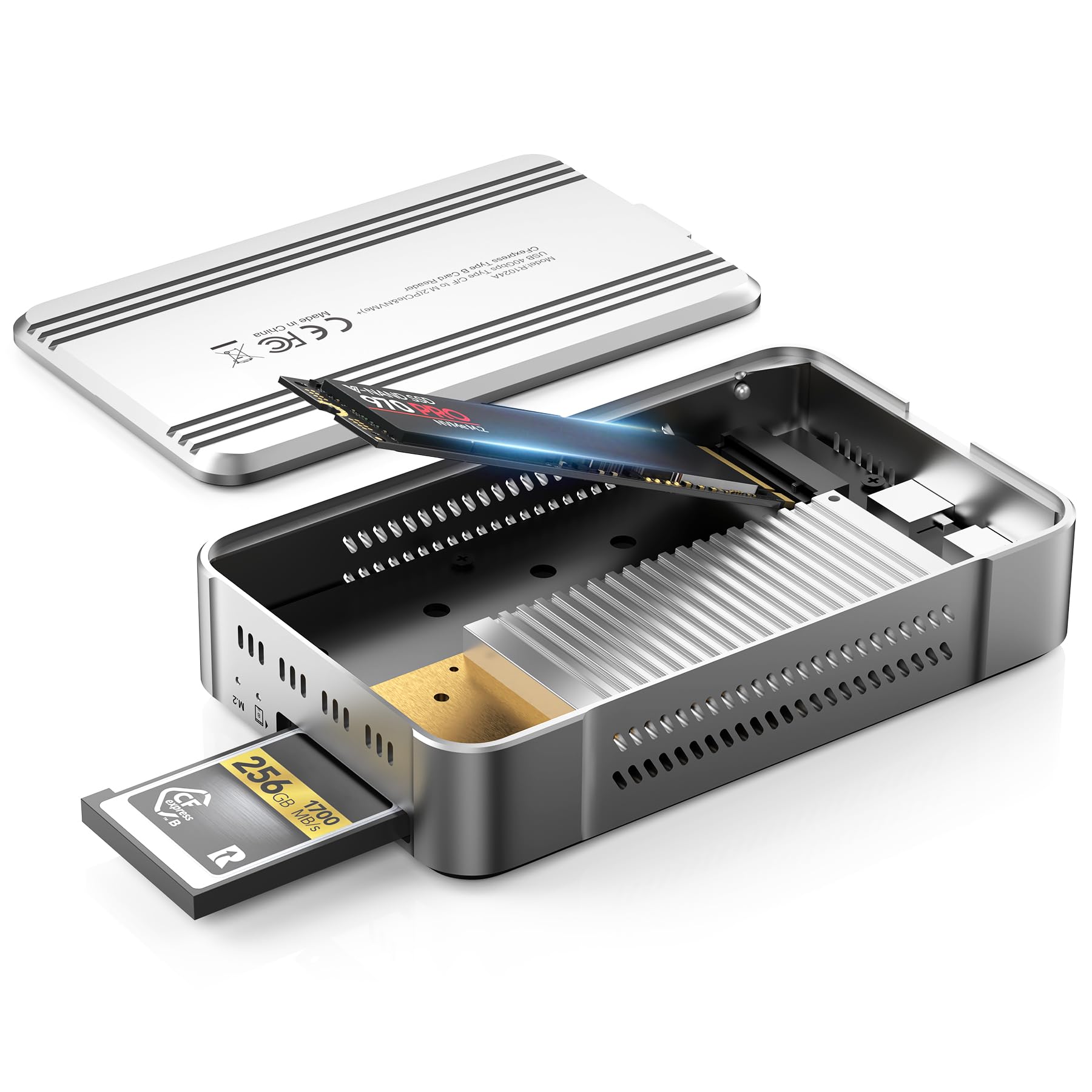 Unitek 40Gbps CFexpress 4.0 Tipo B Card Reader/M.2 PCIe/NVMe SSD Adapter | Lettore CF Express USB4.0 per CFexpress tipo B, PCIe4* 2, trasferimento rapido per registi e fotografi professionisti