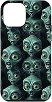Vista 12 de iPhone 14 Trippy Green Cool Alien Funny Party Faces Outer Space Aliens Case