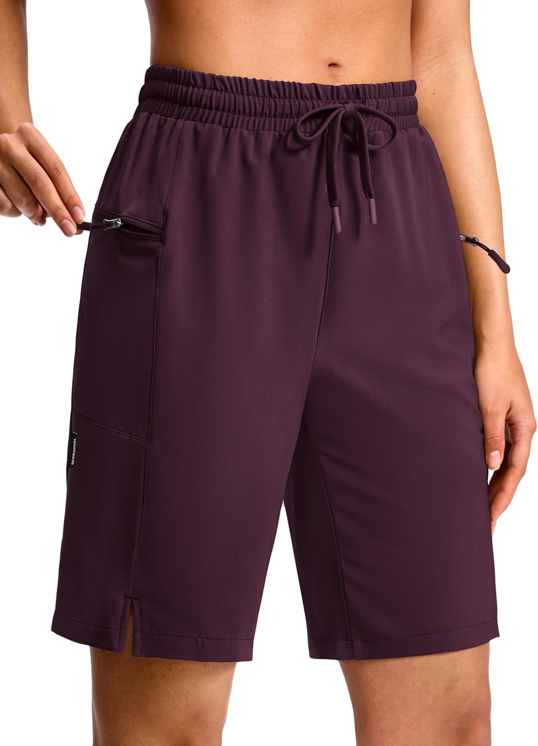 G Gradual Women's Hiking Shorts 2 Zipper Pockets Quick Dry Lightweigh 9" Bermuda Cargo Shorts Water Resistant Athletic Golf