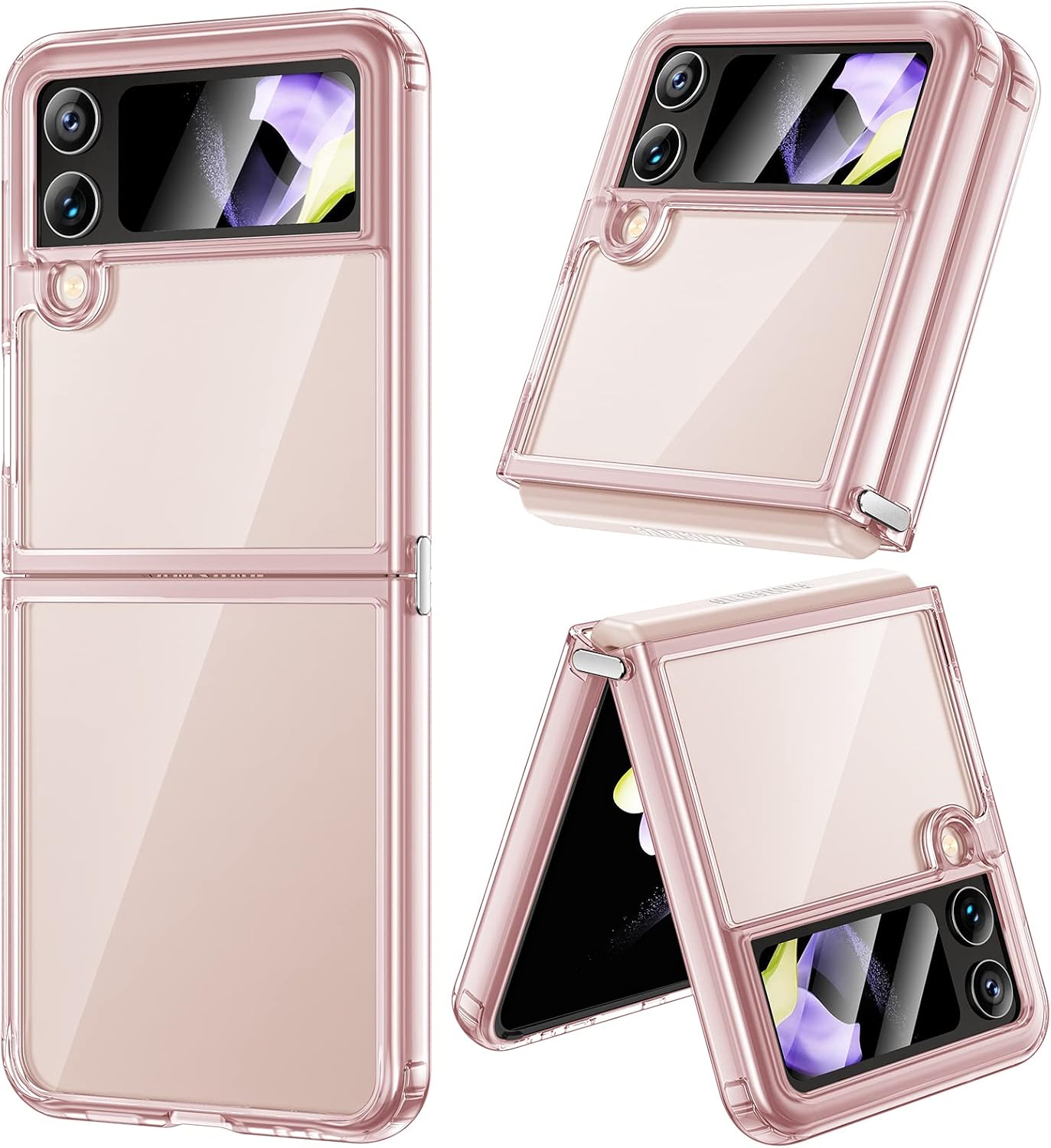 VEGO for Galaxy Z Flip 4 5G Case, Samsung Z Flip 4 Clear Case Premium TPU Crystal Ultra Slim Lightweight Shockproof Protective Spray Paint Cover Case for Samsung Galaxy Z Flip 4 5G - Clear Pink