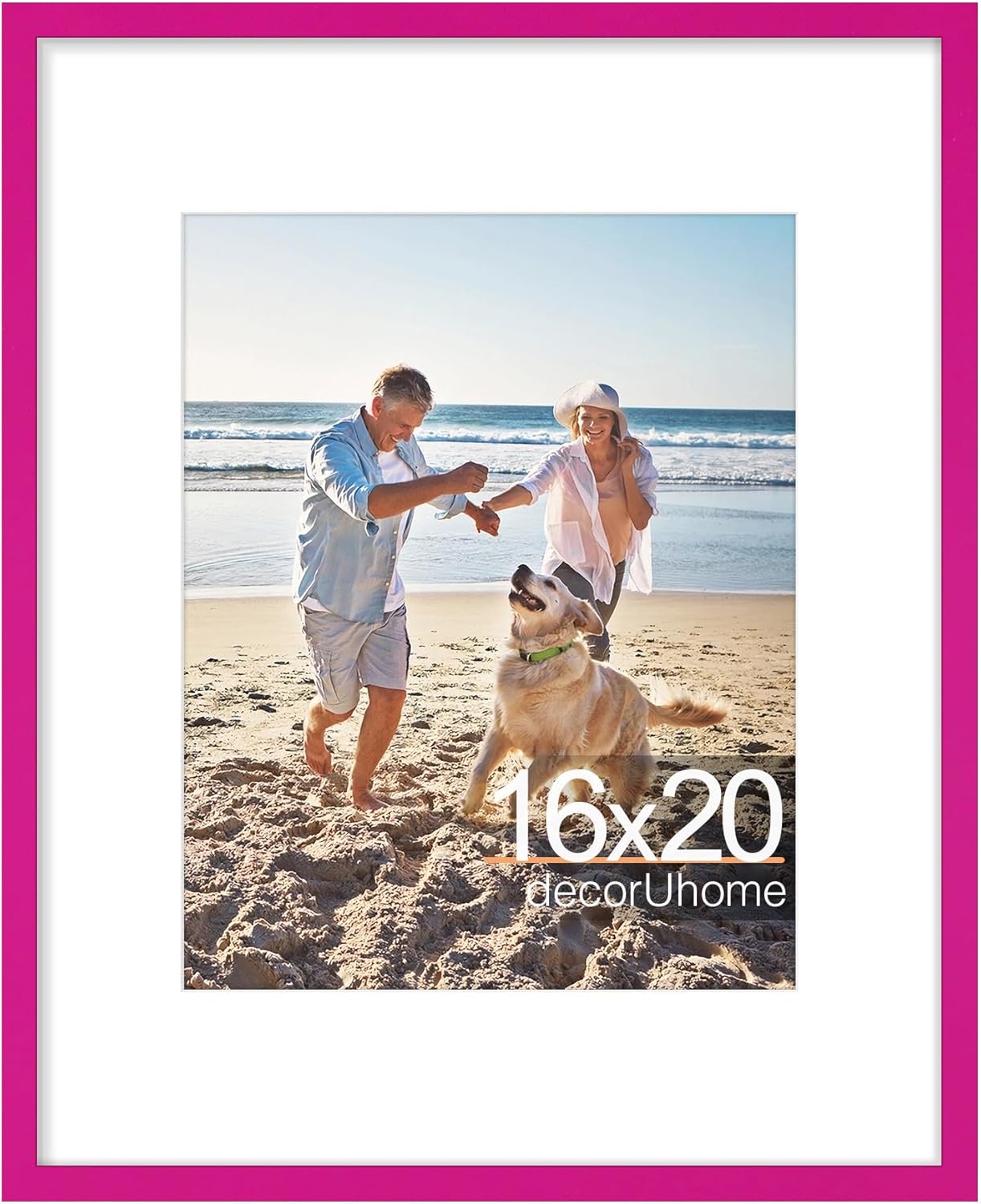 decorUhome 16x20 Picture Frame, Display Pictures 11x14 with Mat or 16x20 without Mat, Wall Hanging Poster Frame, Magenta, 1 Pack