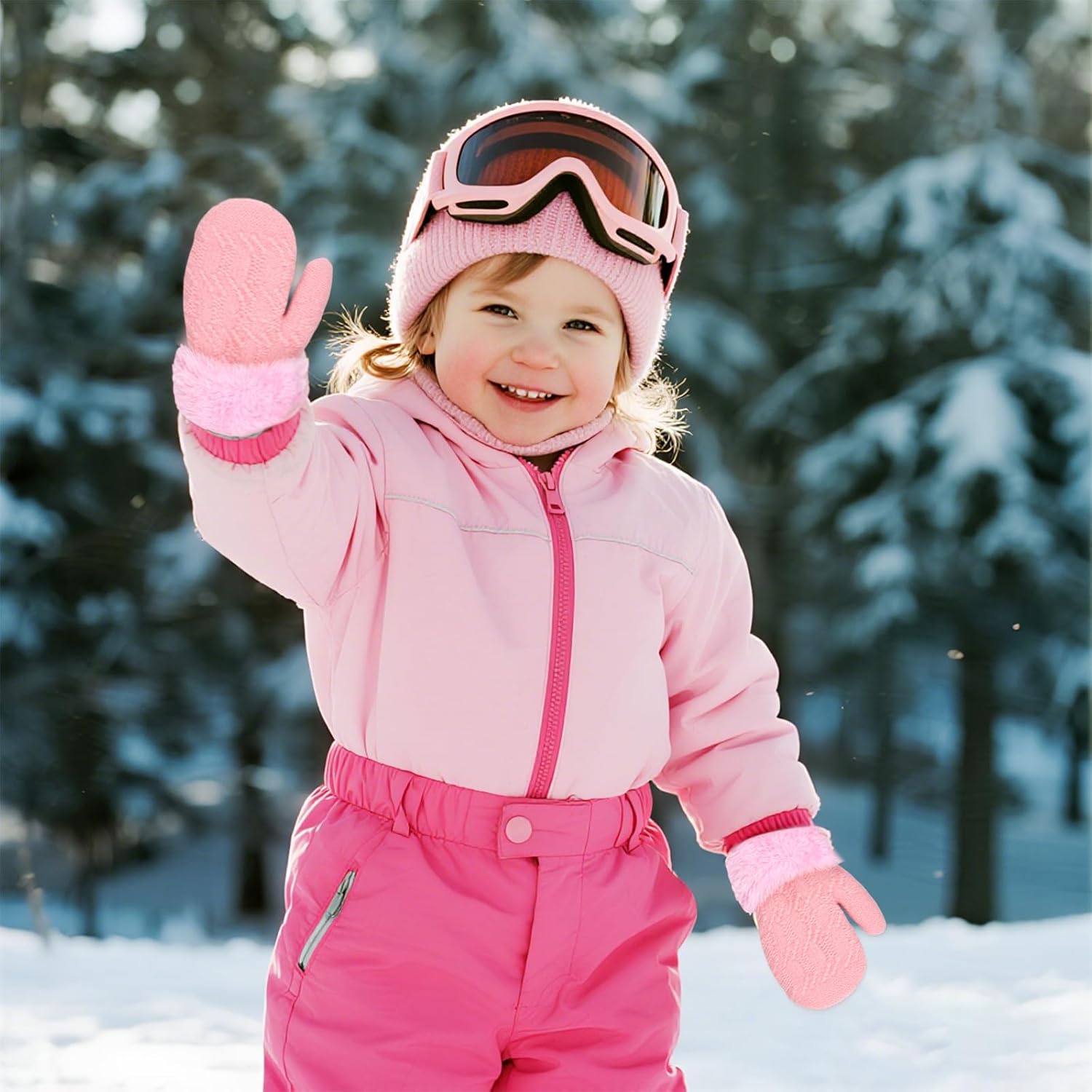 Toddler Girl Winter Mittens Fleece Lined Gloves Unisex Easy-on Warm Thick Gloves for Outdoor Girl Kids - Image 6