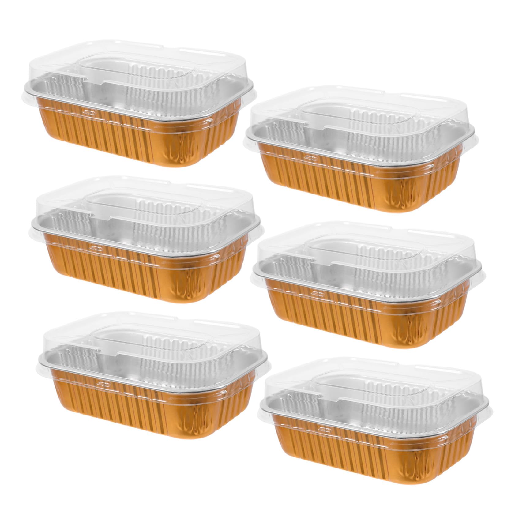 Cabilock 6Pcs Disposable Aluminum Foil Food Boxes with Lids Stackable Takeout Food Pans for Bbq Parties and Picnics and Compact Design Capacity