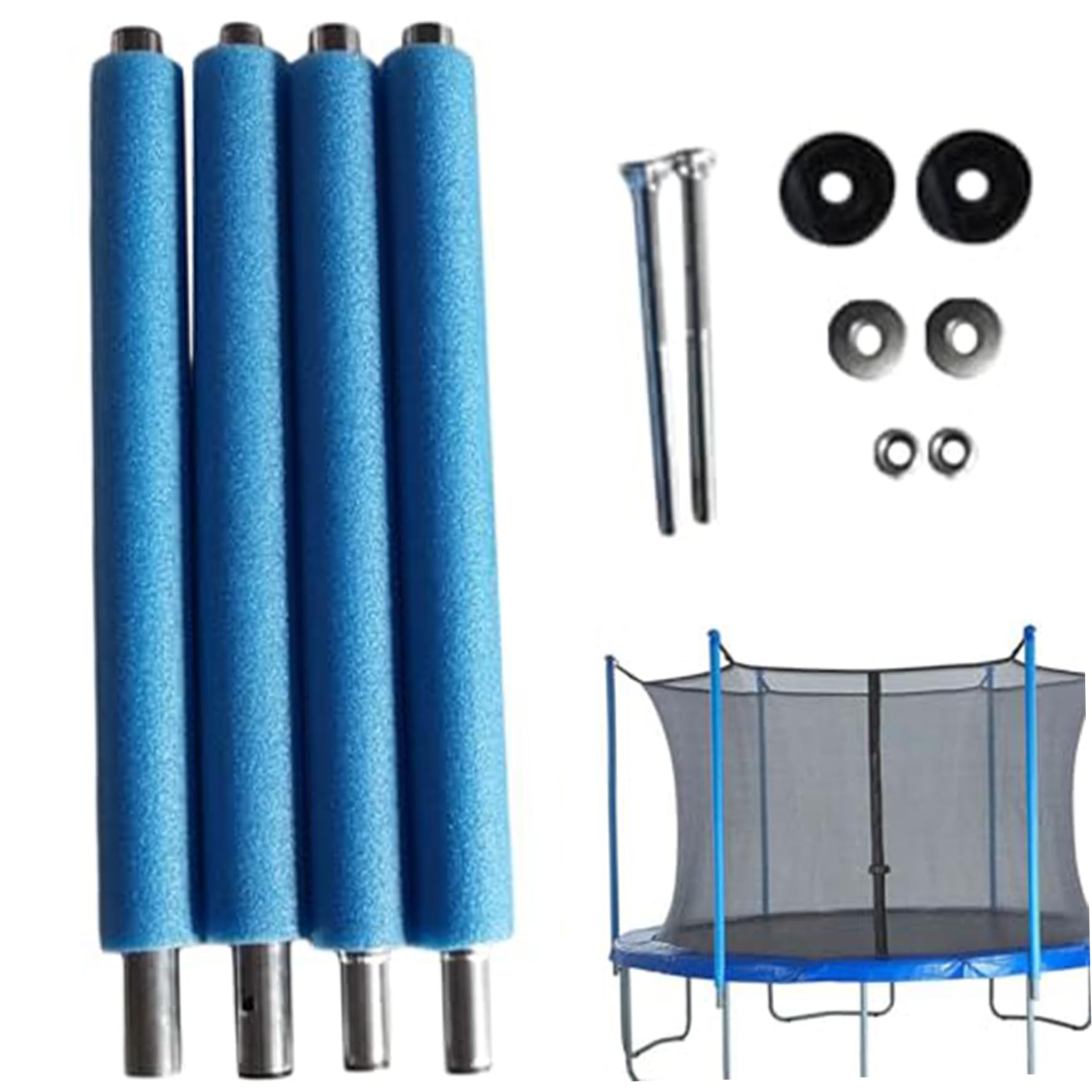 Pineeseatile Trampoline Net Poles, 4Pcs Trampoline Poles Replacement 77 Inch Net with Foam Sturdy Steel Enclosure Straight Replacement for Daily Use