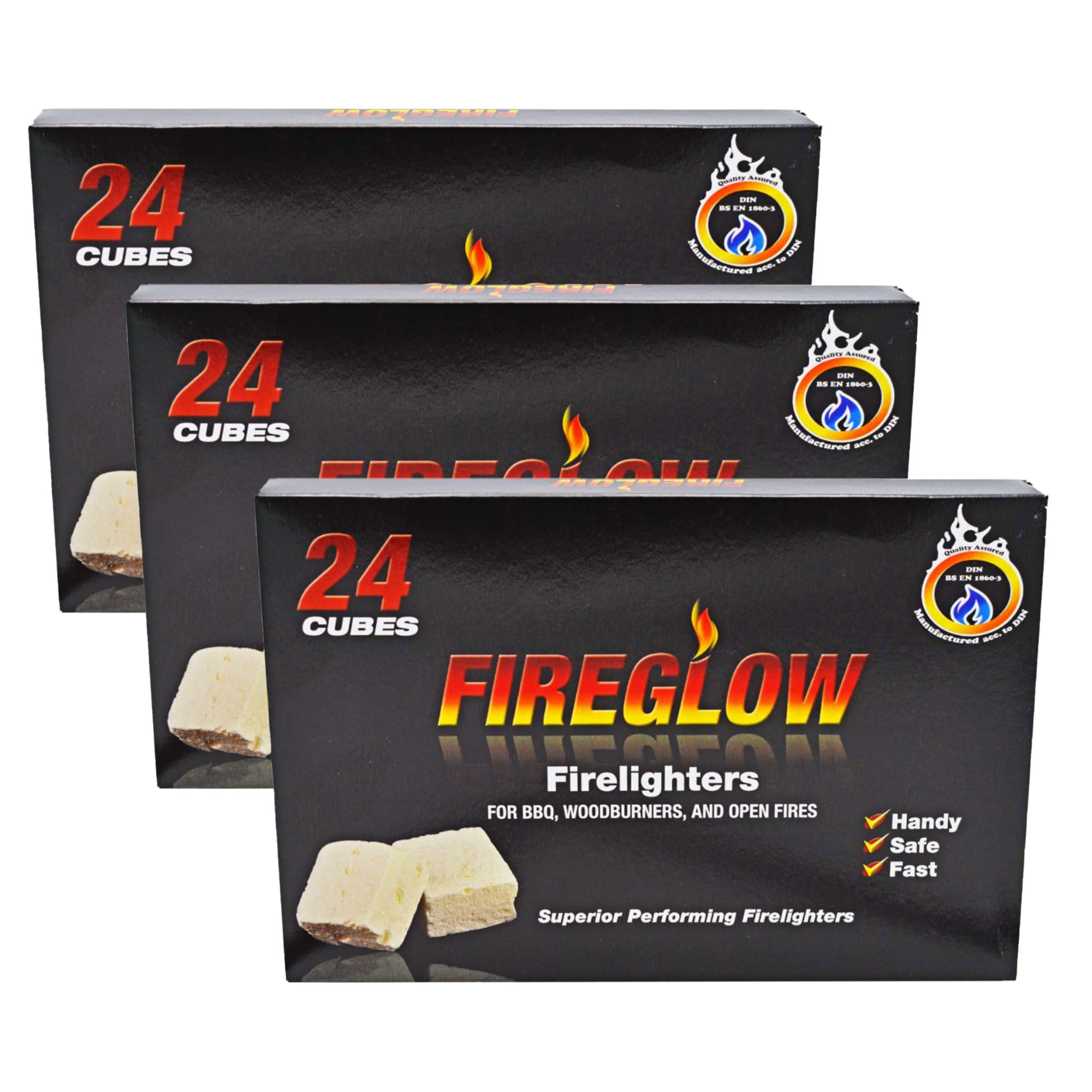 Firelighters Starter Blocks Cube for BBQ, Woodburner, Open Firelighter, Campfire, Stove, 24 Cubes in 1 Box (3 Pack (72 Cubes))