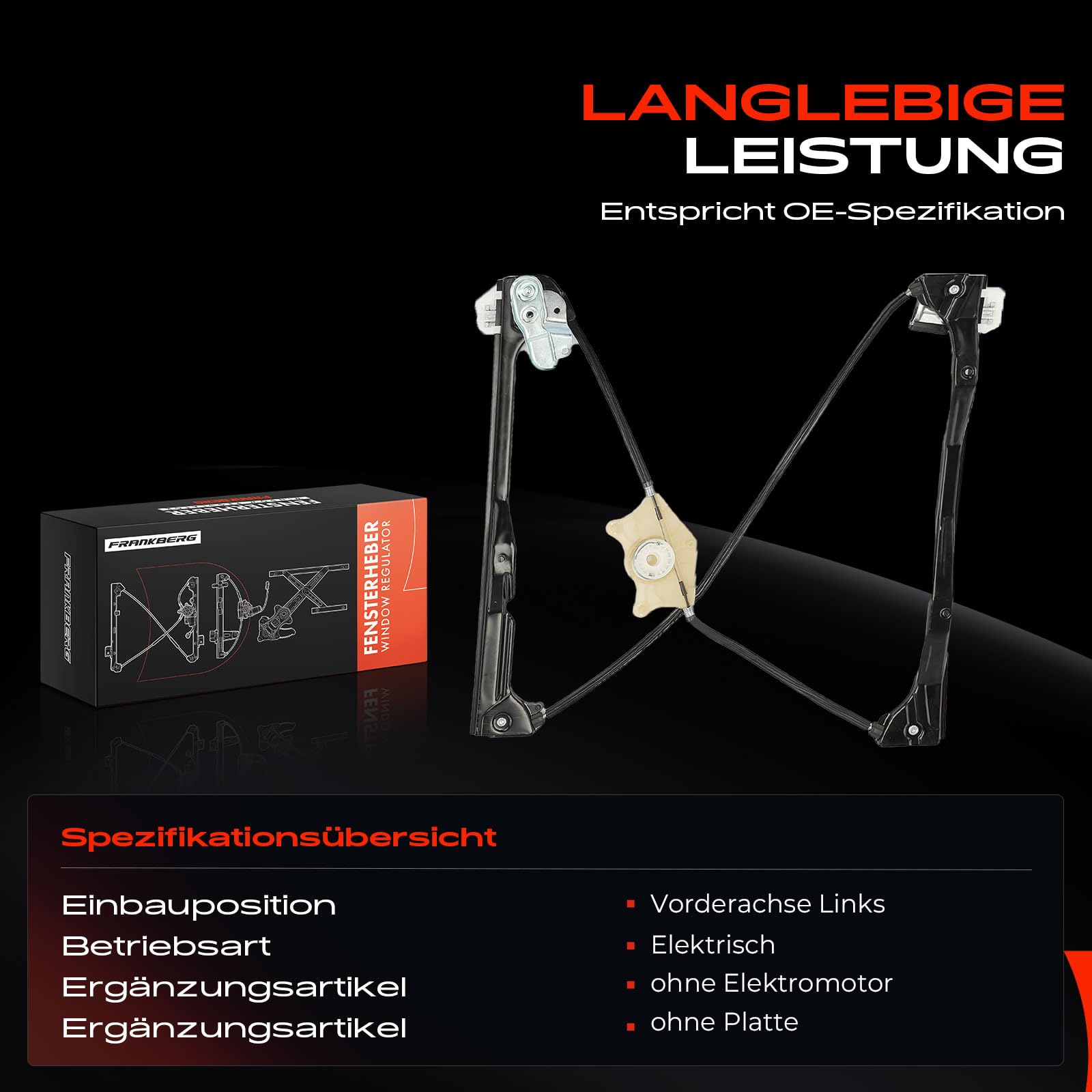 Frankberg Fensterheber Vorne Links Kompatibel mit T-o-u-r-a-n 1T1, 1T2 1T3 Alle Motoren MPV 2003-2015 1T1837461