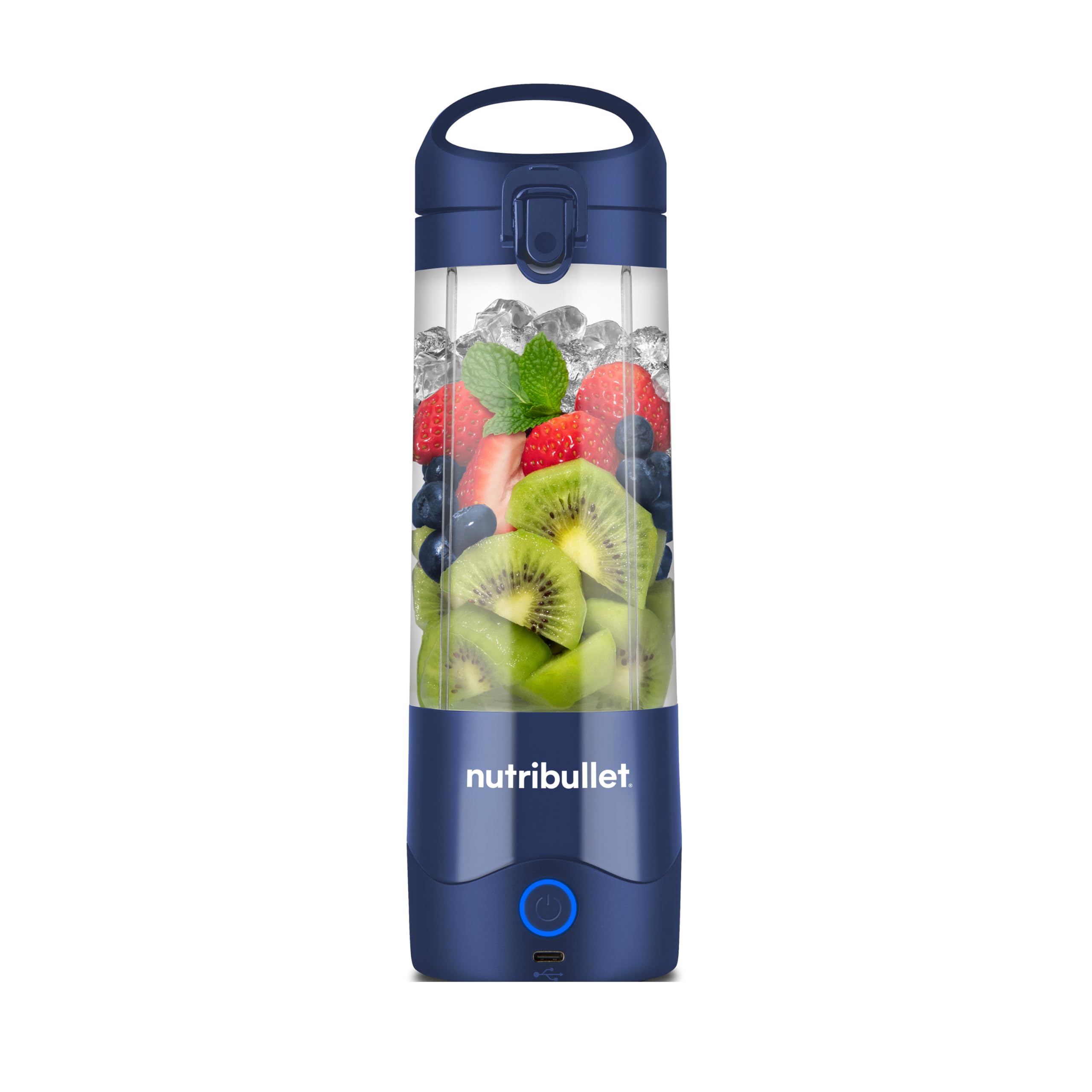 nutribullet Portable, Smoothie Maker to go, 475 ml BPA-freier Becher, kabellos, wiederaufladbar für 15+ Mixvorgänge, tragbarer mini Mixer für mix & go, zerkleinert Eis & Obst, Blau, NBP003NBL