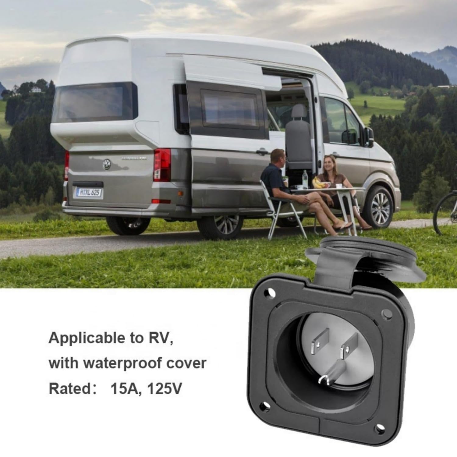 Waterproof 15 Amp AC Port Plug for RV Boat Electrical Connections YUBJIANG