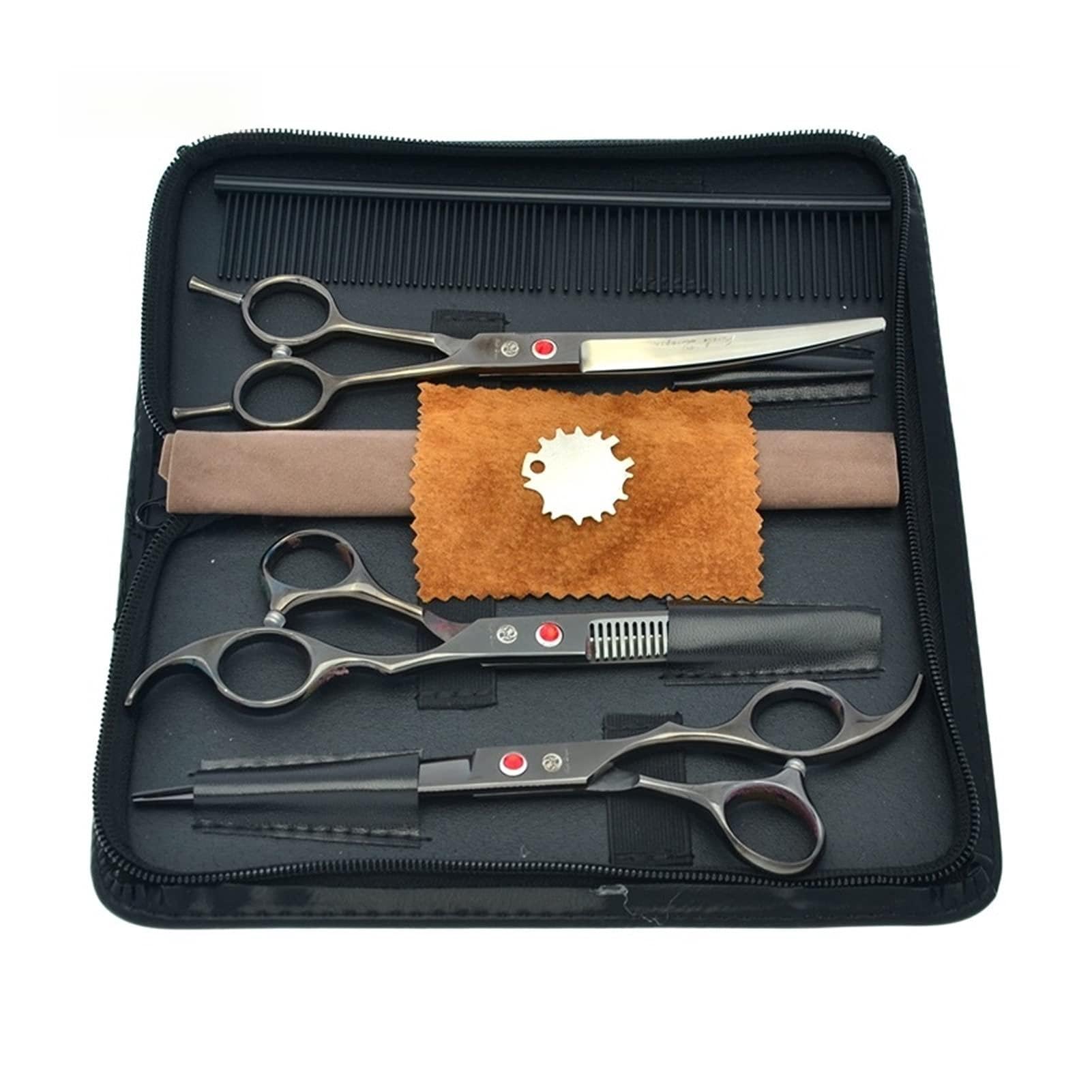 Ciseaux Coiffure/Ciseaux Cheveux Ciseaux for animaux de compagnie de haute qualité de 7 pouces de haute qualité Set de chiens coupants Ciseaux courbés Cisailles de chiot chat Ciseaux salon Coiffure (