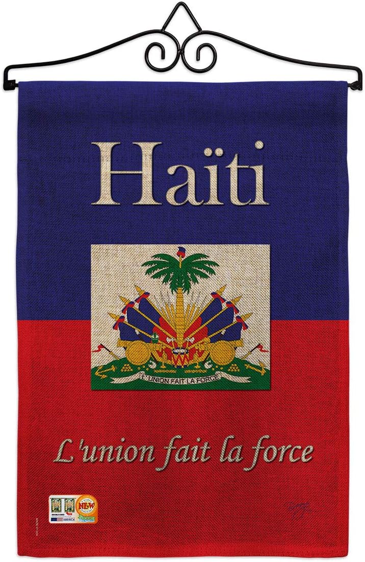 Haiti Burlap Garden Flag Regional Nationality Nation International World Country Particular Area Small Decorative Gift Yard House Banner Double-Sided Made In USA 13 X 18.5