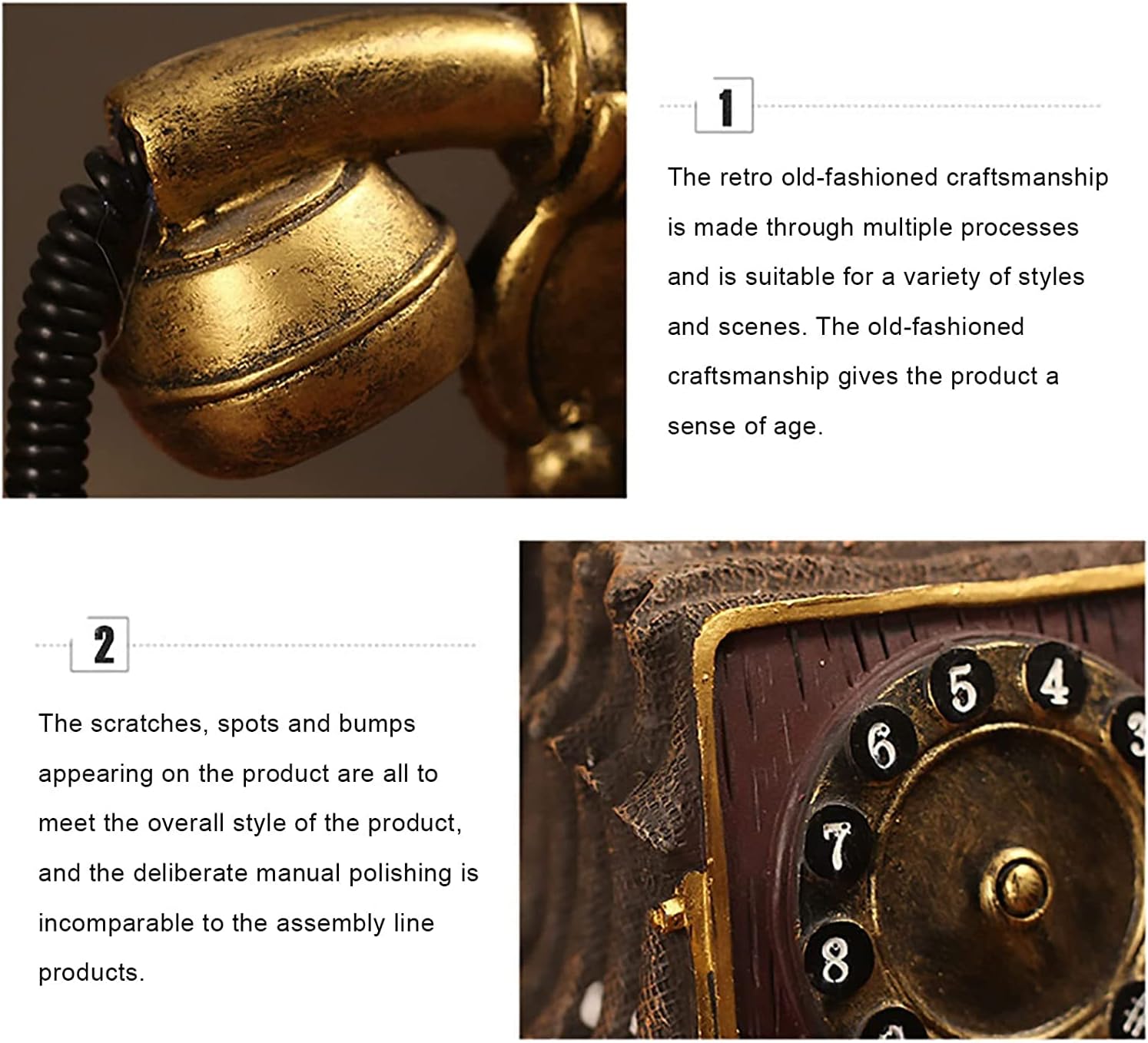 Telephone Antique Artist Decorative Old Phone Handicraft Retro Home Desk Decoration Resin Vintage Telephone Model Decor