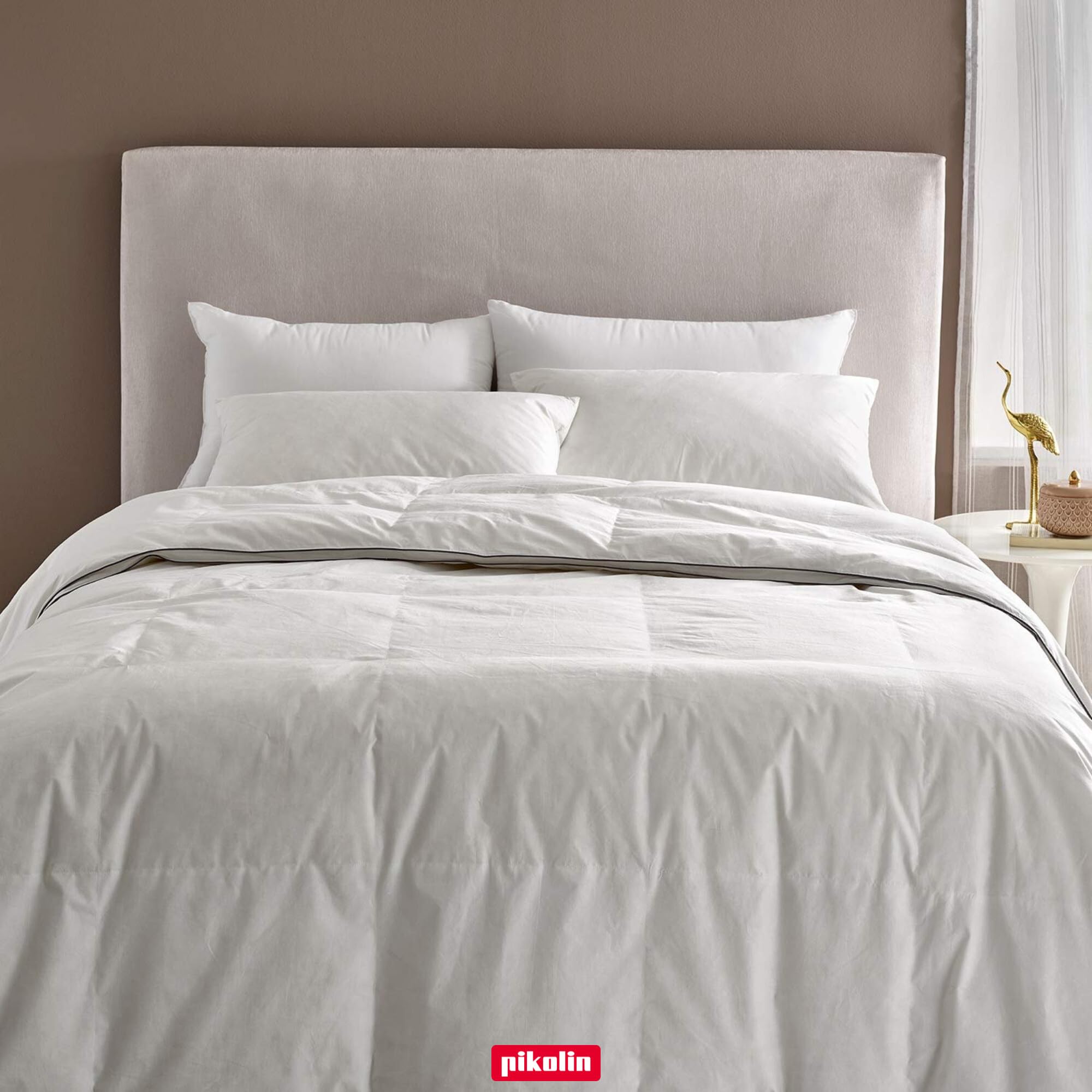 PIKOLIN Home - Piumone in Piuma d'Oca 220 g/m² per Autunno e Inverno, Morbido Cotone Traspirante, Lavabile in Lavatrice, Comfort e Calore, Modello RP205