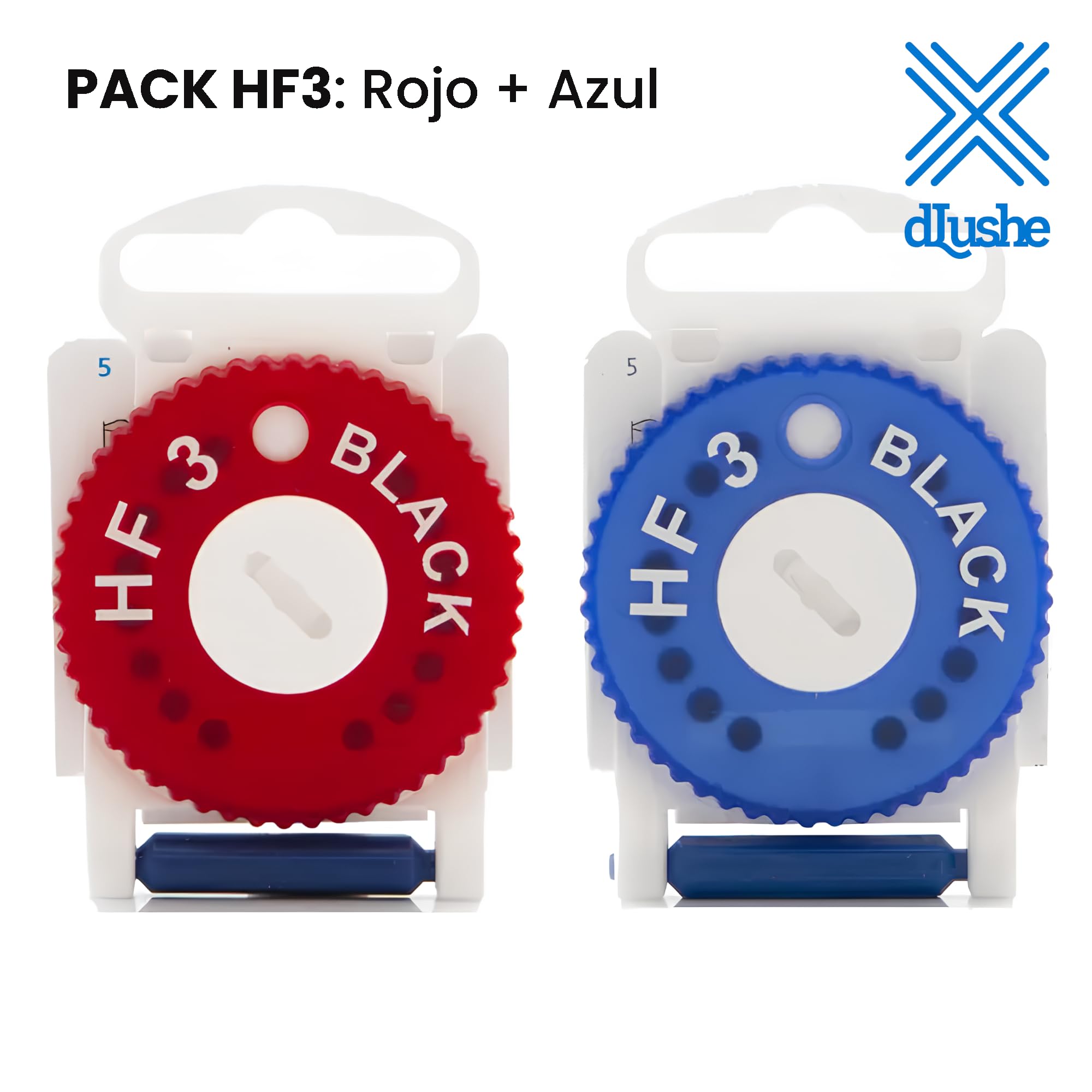 PACK 2 Filtros para Audífono HF3: Rojo + Azul. Protector de Cerumen - Bloquean la Cera y Protegen el Audífono - HF3 Black cerume filtros (PACK Azul + Rojo)