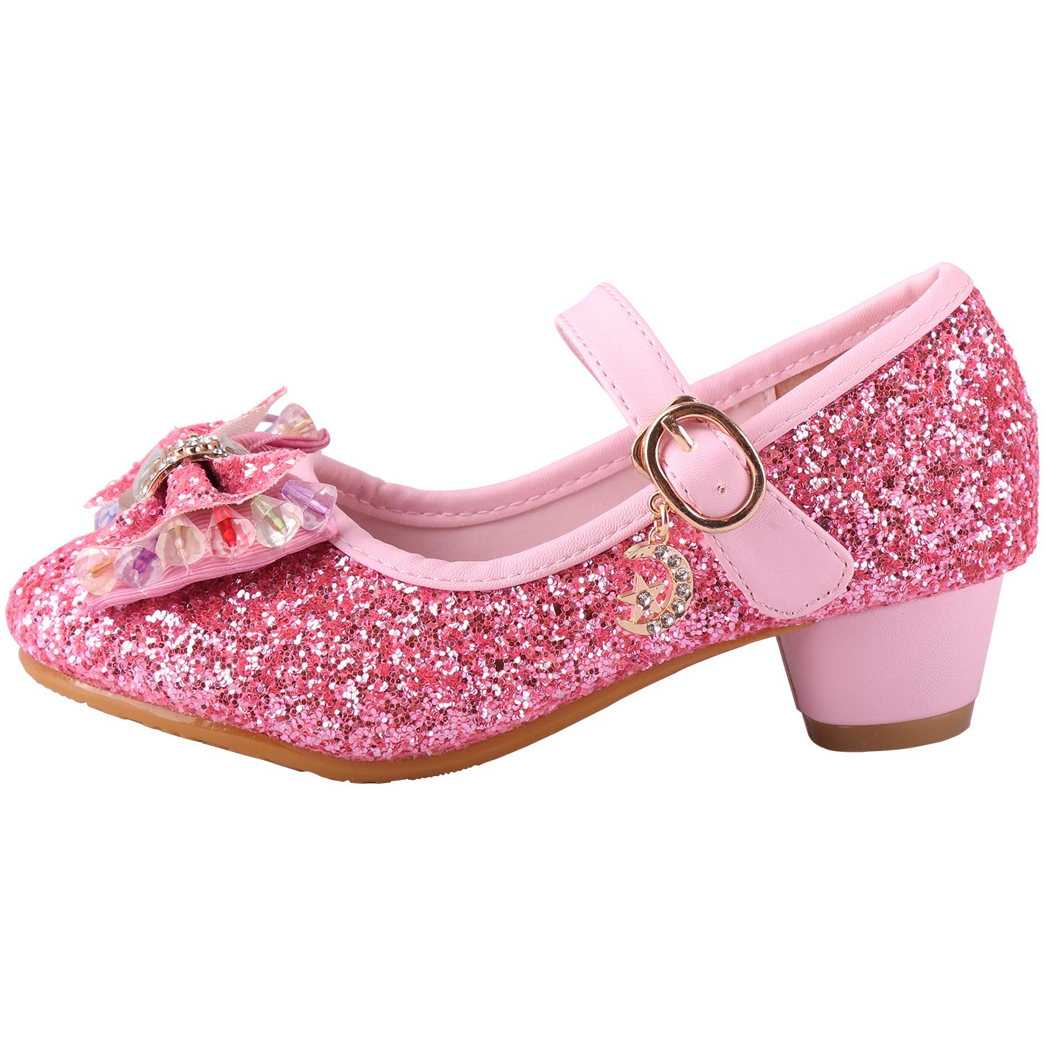 Chaussure Ballerines Princesse Fille à Talon Paillette pour Déguisement Ceremonie Mariage Carnaval Fête