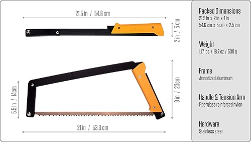 Vista 25 de AGAWA BOREAL - Sierra plegable de 15 a 15 pulgadas con hoja de sierra multiusos, equipo de campamento para senderismo, pesca, caza, bushcraft y kit