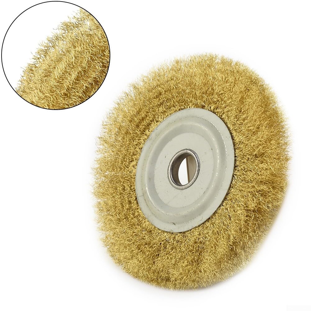 Wheel Brush 5 Inch Copper Wire Wheel Pure Brass Brush for Deburring Edge Blending Roughening Outer Diameter 125mm/ 5 inch