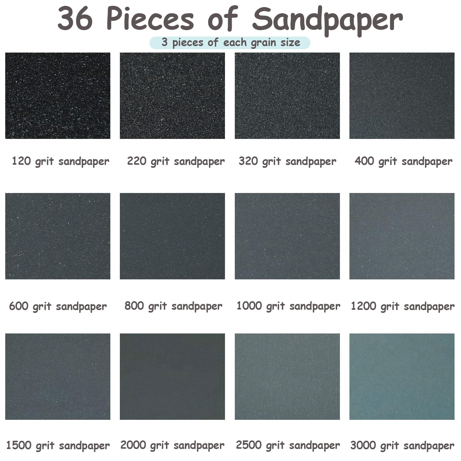 Sandpaper, 120 To 3000 Assorted Grit Wet and Dry Sandpaper, 36 Pcs Sandpaper - Image 3
