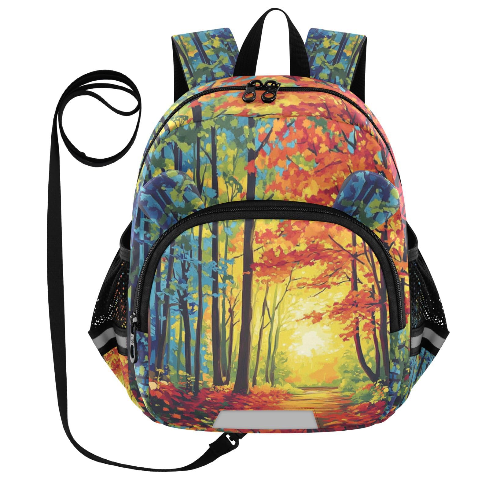 Watercolor Colorful Trees Toddler Harness Backpack for Boys Girls 3-6 Years Kids Backpack with Anti Lost Safety Leash Baby Harness Bookbag for Walking Travel Preschool