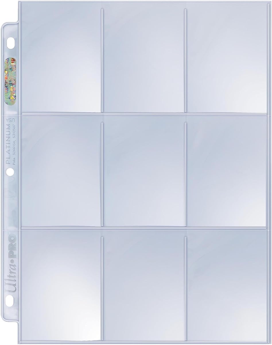 Ultra Pro 25 páginas de almacenamiento Platinum: páginas de colección de tarjetas coleccionables de béisbol y otros deportes (páginas de 9 bolsillos de la serie Platinum), transparente