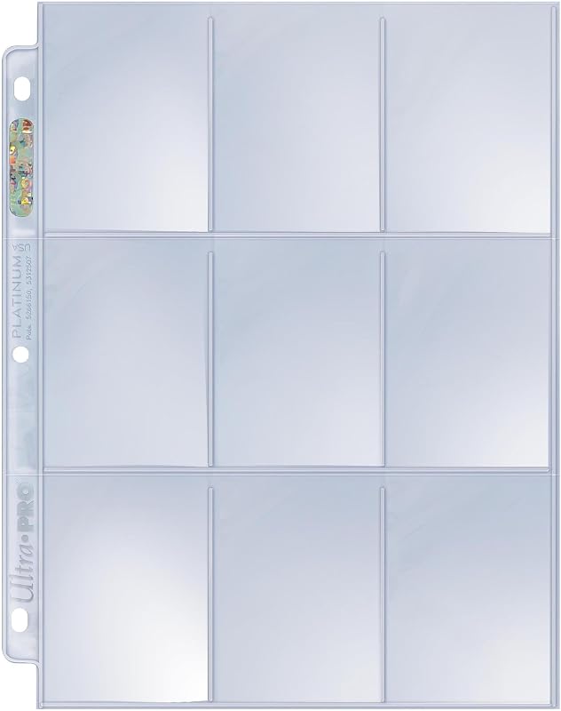 Ultra Pro 25 páginas de almacenamiento Platinum: páginas de colección de tarjetas coleccionables de béisbol y otros deportes (páginas de 9 bolsillos de la serie Platinum), transparente