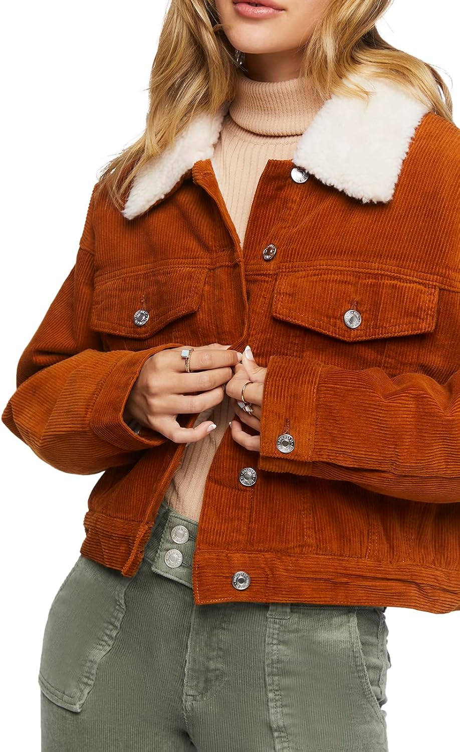 Forever 21 Womens Cotton Faux Shearling Jacket - Image 5