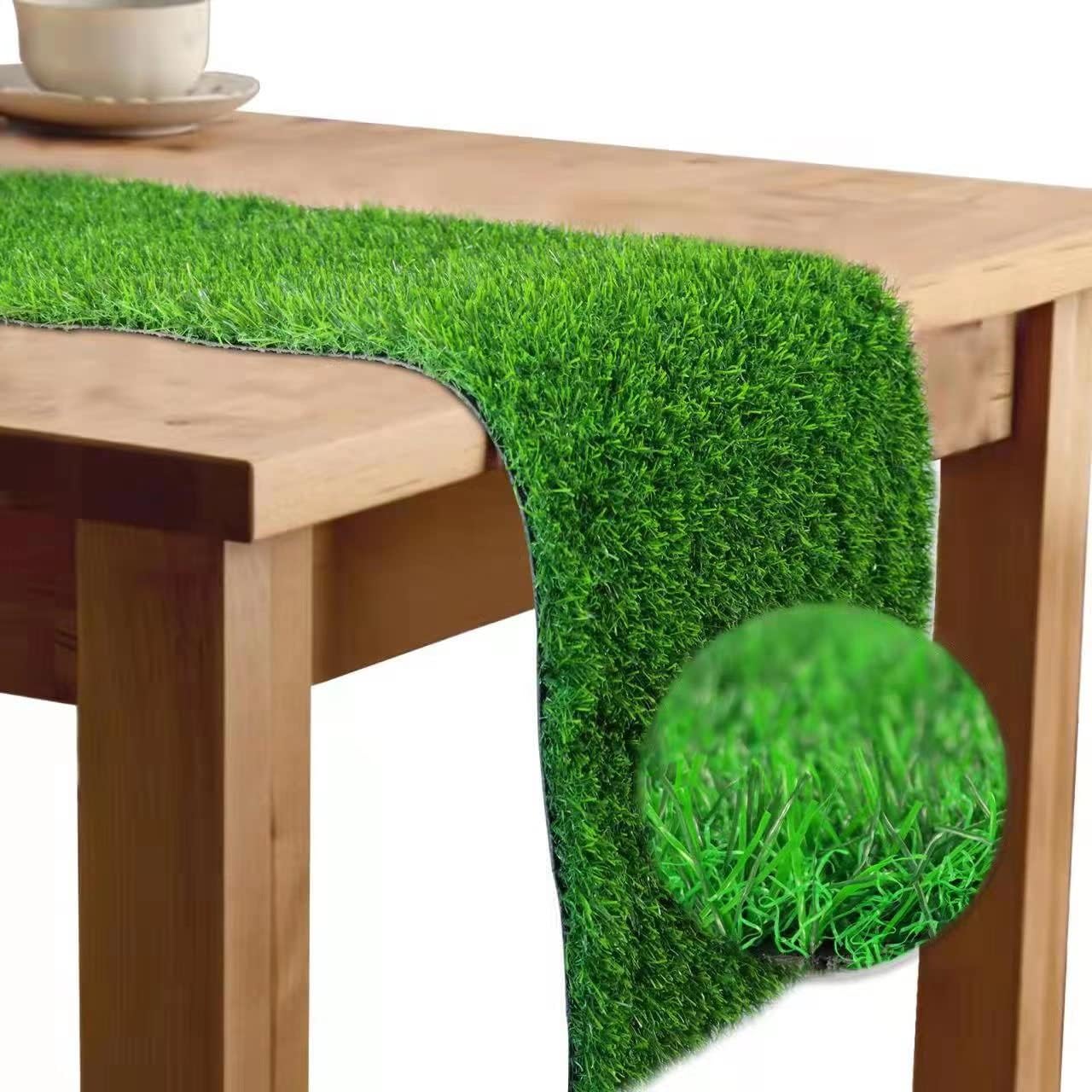 CJNLON Artificial Grass 12" x 72" Table Runner, Fake Grass