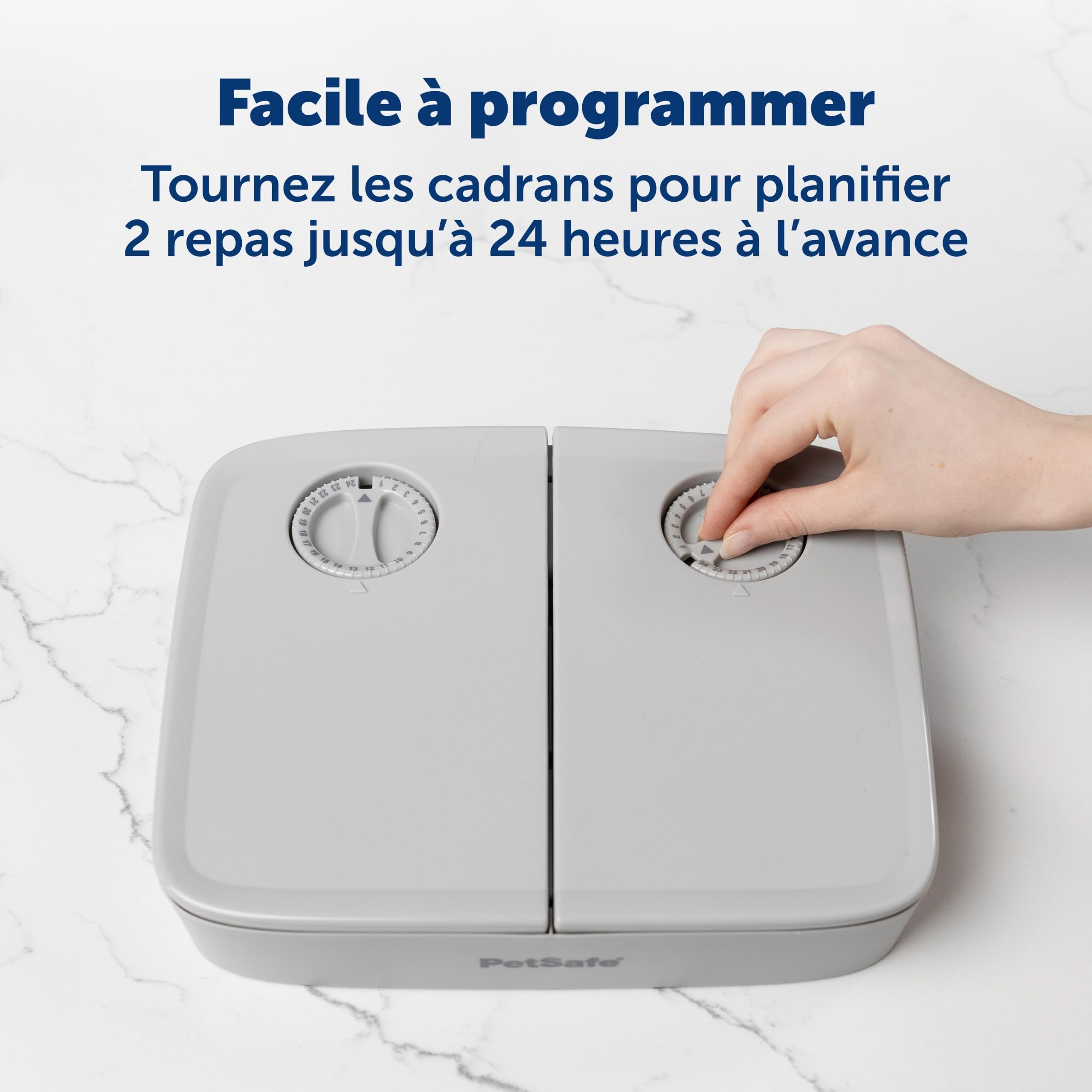 PetSafe ‎PFD19-17005 Mangeoire Automatique à 2 Repas, minuteries intégrées, Bol de Nourriture sans BPA, adapté aux Aliments secs